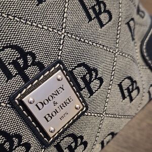 Dooney & Bourke Beige Logo Shoulder Bag with Black Trim